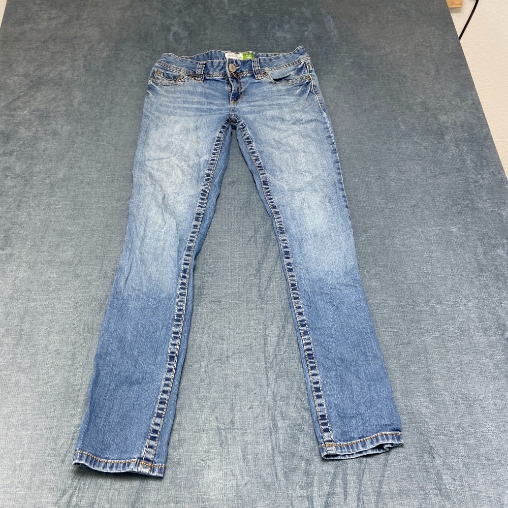 Aeropostale Bayla Skinny Jeans Womens 7/8 Blue Denim Cotton Stretch Medium Wash